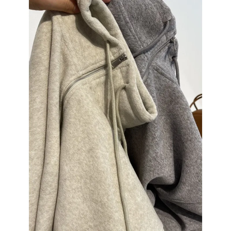 

Бархатная толстовка с капюшоном в американском стиле ретро 2025 года в студенческом стиле, осенне-зимняя новая свободная и ленивая верхняя куртка на молнии