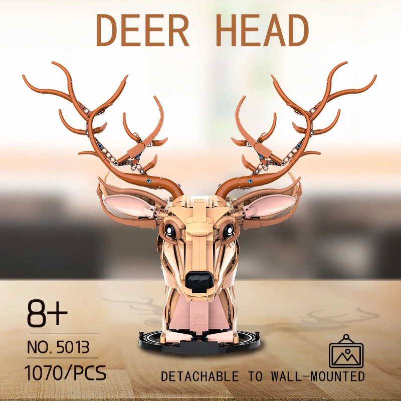 Ideas Series Deer Head Building Block Creative Expert  Animal Removable To Wall-Mount Model Bricks Toys For Boy Birthday Gift