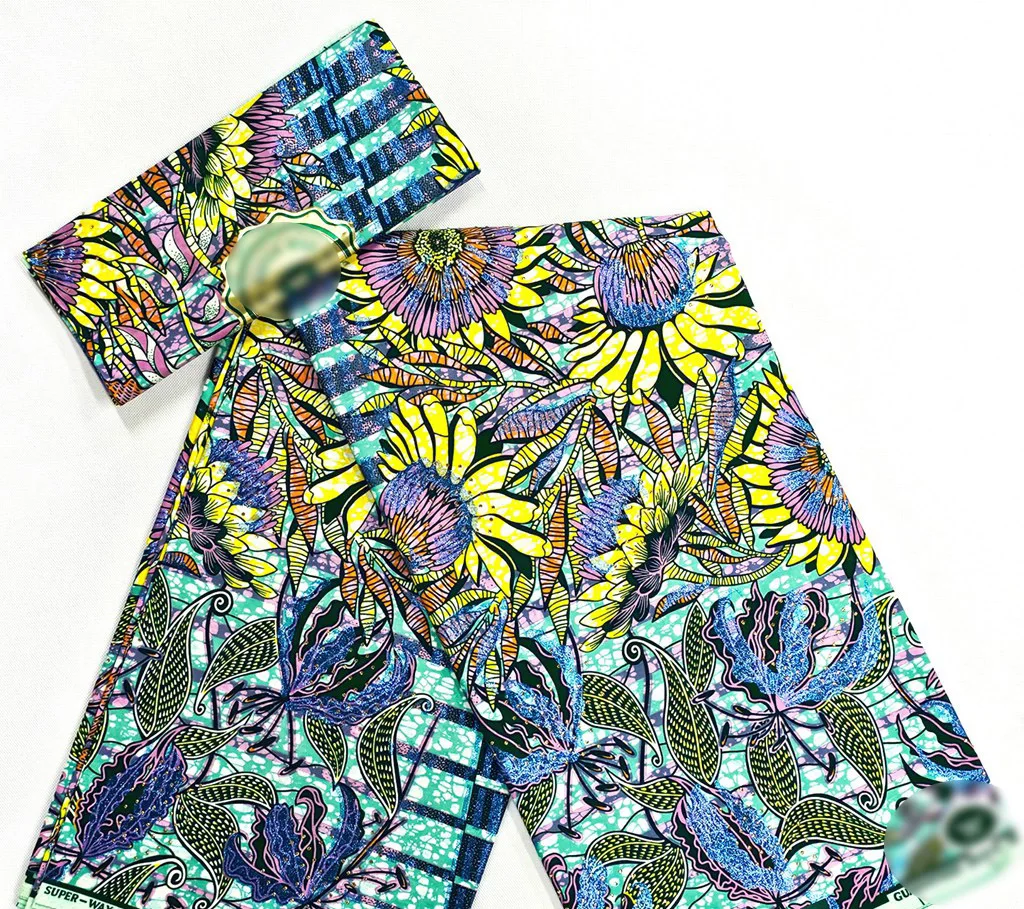 Nigerian Veritable Dutch Wax High Quality Ankara Fabrics African Real Wax With Stones 6 Yards Nigerian Sewing Women Dress