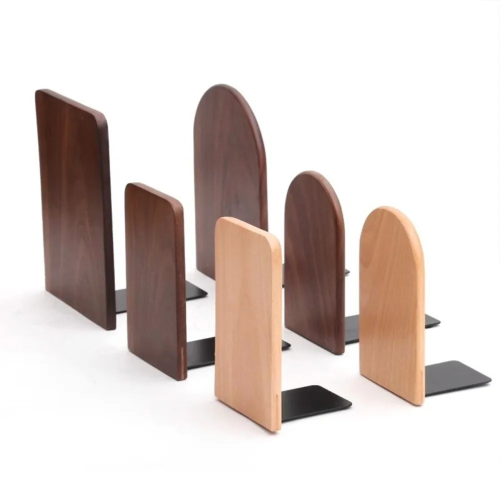 High Quality Solid Wood Wooden Bookends Detachable Anti-Slip Wood Book Stoppers Desk Book Organizer Book Holders School Office