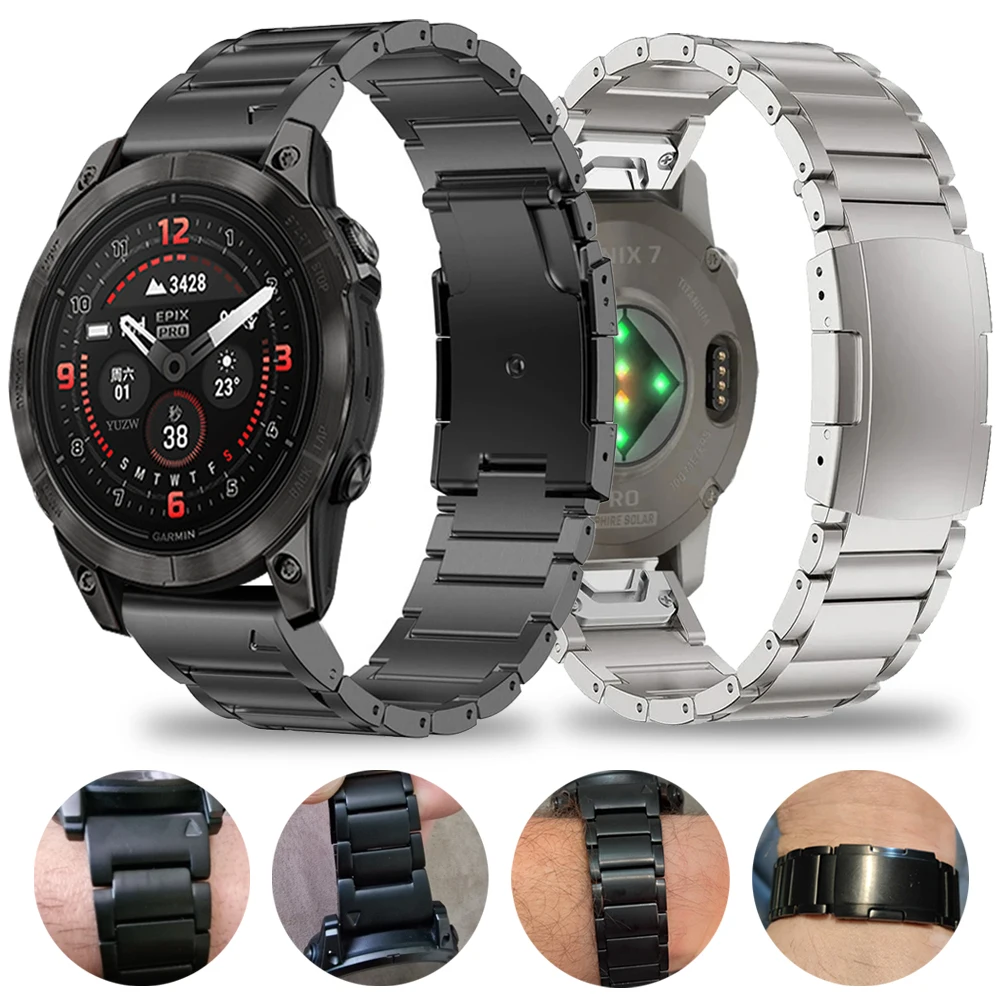 22 26mm Titanium Strap For Garmin Epix Pro (Gen 2)  Quickfit Wristband Fenix 7X Pro Forerunner 965 Instinct 2X S70 Band Bracelet