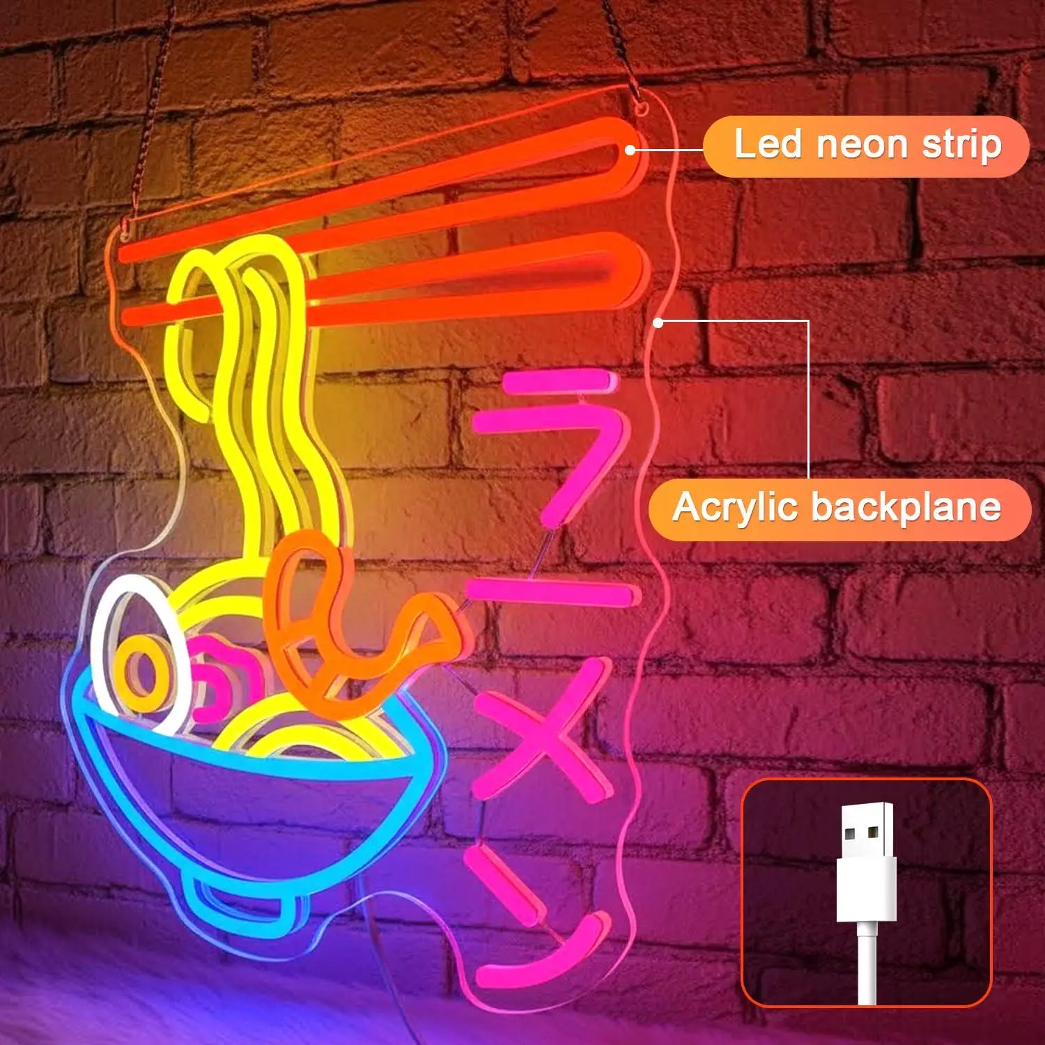 Ramen Neon Sign Japanese Noodle Bowl LED Neon Light with ラーメン Neon Signs for Ramen Shop Restaurant Anime Room Kitchen Decor - view 2