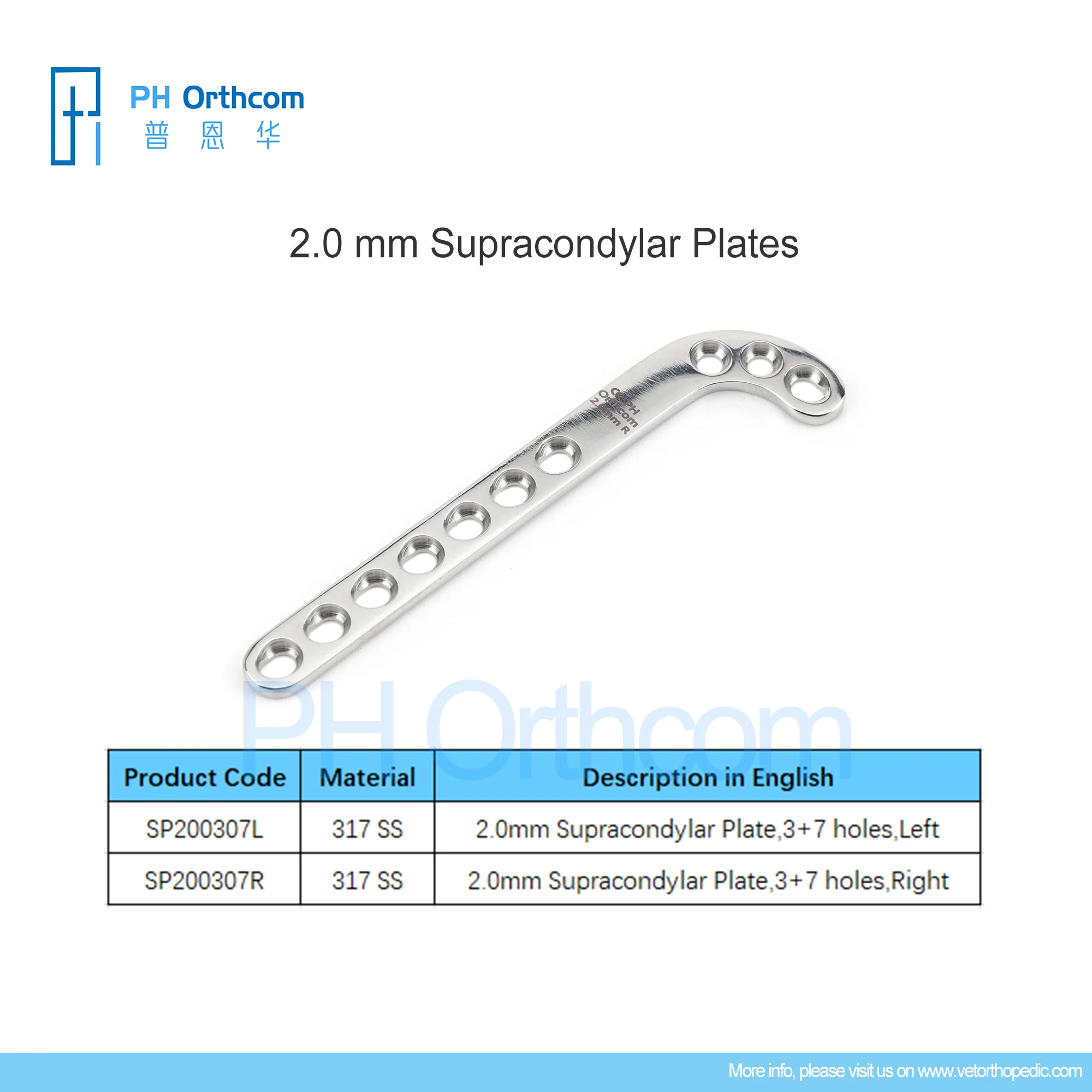 Imagem -03 - Placa Supracondilar Cirúrgica Instrumentos Cirúrgicos Ortopédicos Suprimentos Médicos 2.0 mm Aço Inoxidável 304 Veterinário Animais de Estimação