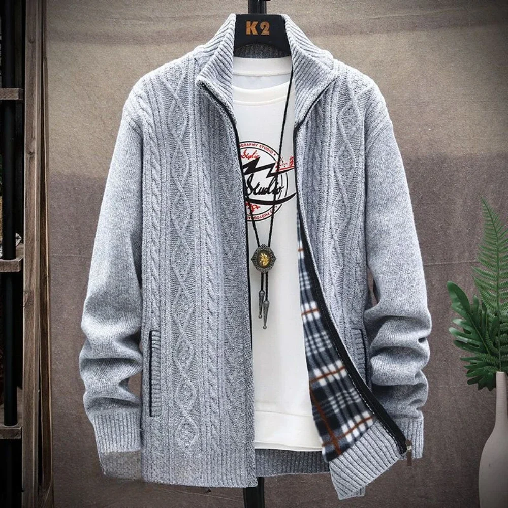 Men's Sweaters Korean Fashion Knitted Cardigan Male Thick Autumnr and Winter Jackets Woven Cheap Streetwear Cable Original Y2k