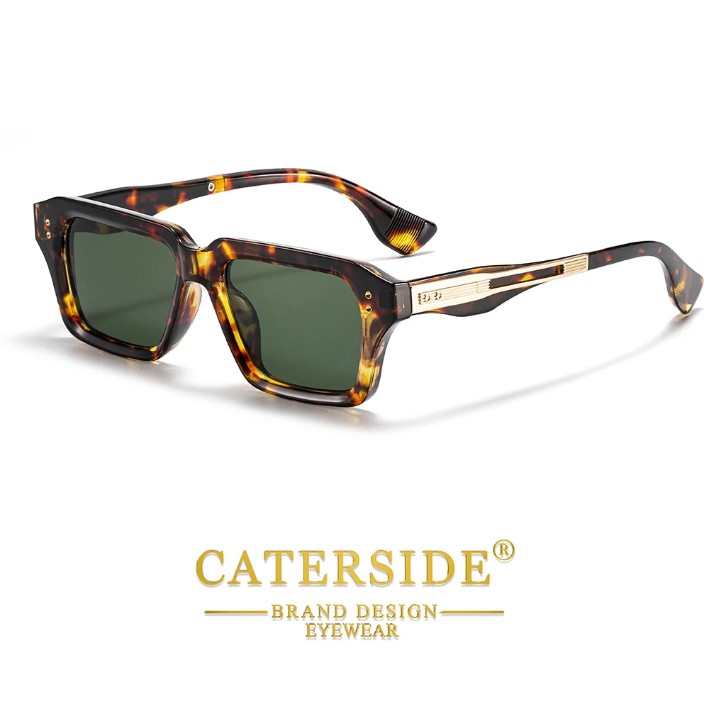 CATERSIDE Retro Quadratische Metall-Sonnenbrille für Männer, Modische Damen-Sonnenbrille, Outdoor-Reise-Fahrbrille, Dekorative Brille, UV400 – Detail 10
