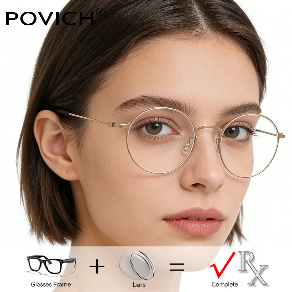 

2026 Screwless Oval Design Pure Titanium Eyewear Women Prescription Glasses Myopia Reading Clear Recipe Lenses Ocular Eyewear