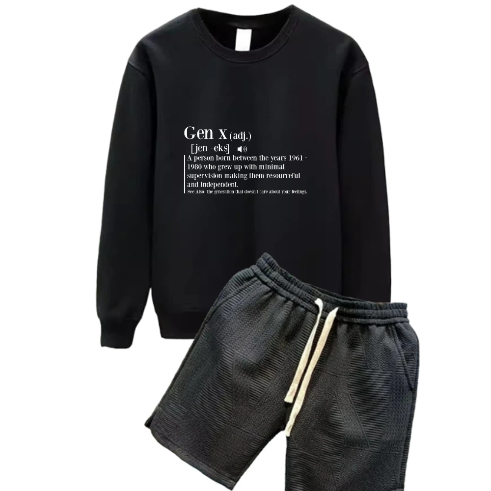 

2025 Story-driven English print Men suit Casual Long Sleeve Sets Spring And Autumn Matching Breathable Stylish Two Piece gym set