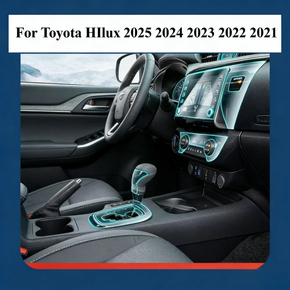 Para toyota hilux 2025 2024 2023 2022 2021 ppf filme de proteção acessórios interior transparente tpu gps painel engrenagem console central