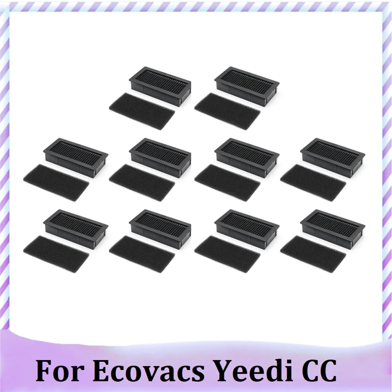 

10PCS Hepa Filter For Ecovacs Yeedi CC Robot Vacuum Cleaner Spare Parts Accessories Washable Activated Carbon Filters