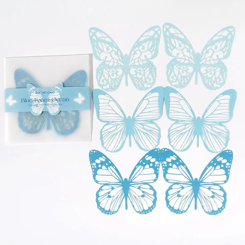 6pcs/pack DIY Crafts Butterfly Sticker Decorative Handmade Butterfly Collage Sticker Shiny Hollow out Fantasy Butterfly Sticker