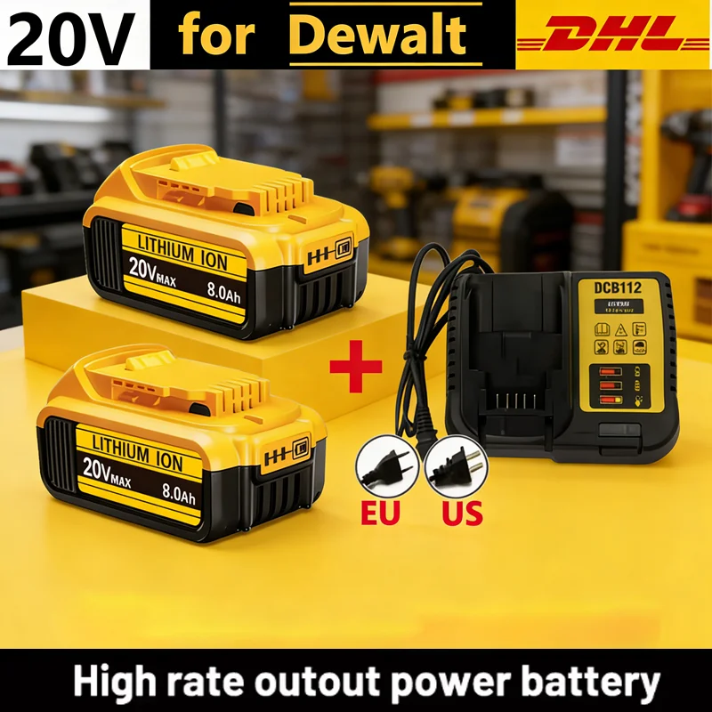 Литий-ионный аккумулятор 20 В, 8,0 Ач, 12,0 Ач для DeWalt DCF892 DCF845 DCB184 DCB200 DCF850 DCF911 для электроинструмента серии Dewalt 18 В/20 В