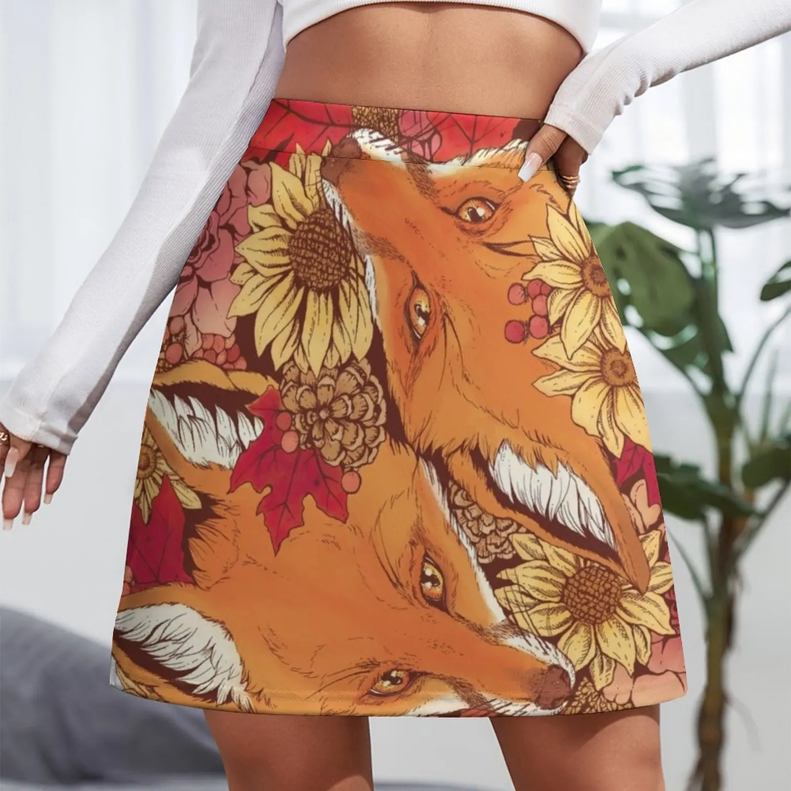 Autumn Fox Bloom Mini Skirt new in clothes Woman skirts chic and elegant woman skirt