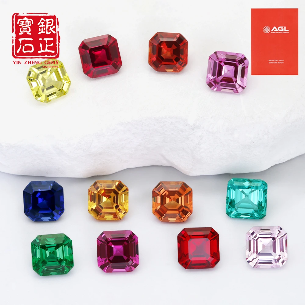 Big Size Cultivate Sapphire Asscher Cut Lab Grown Fanta/Royal Blue  Flame Melted Loose Gemstone With AGL Certificate For Ring