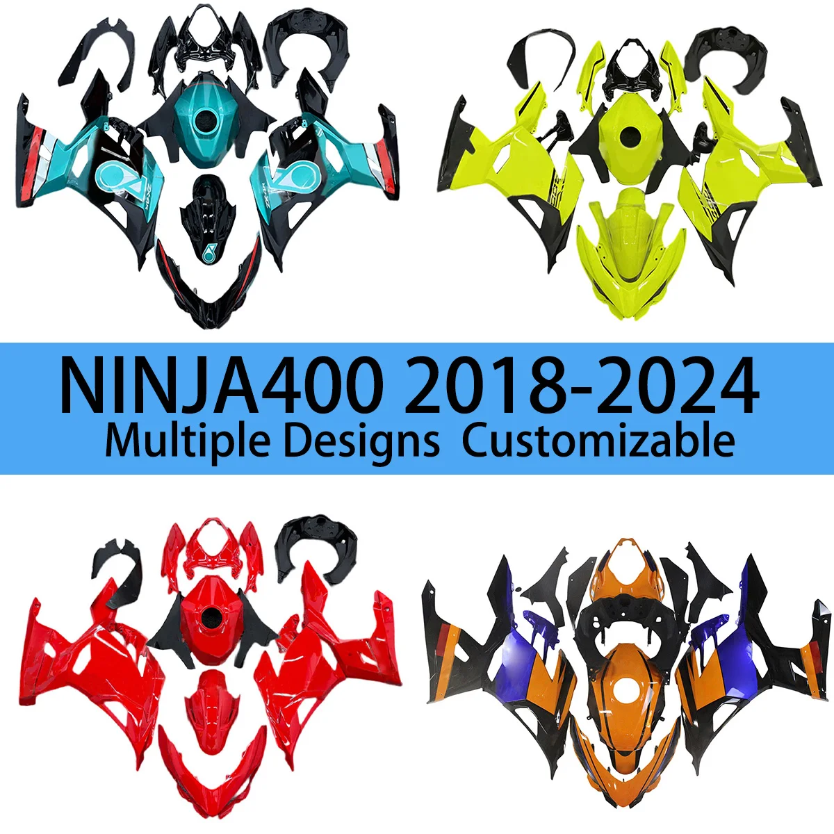 For KAWASAKI EX400R 2018 2019 2020 2021 2022 2023 2024 Motorcycle Parts Fairing Kit NINJA400 Aftermarket Bodywork Fairings