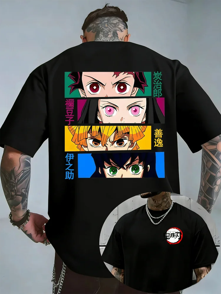 Demon Slayer Halloween Joint T-Shirt Sommer Unisex lockeres und atmungsaktives Baumwoll-T-Shirt-Oberteil – Detail 2