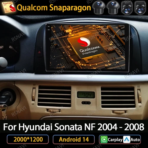Android 14 para Hyundai SONATA NF 2004 2005 2006 2007 2008 Carplay Auto Radio reproductor de vídeo Multimedia navegación GPS BT QLED