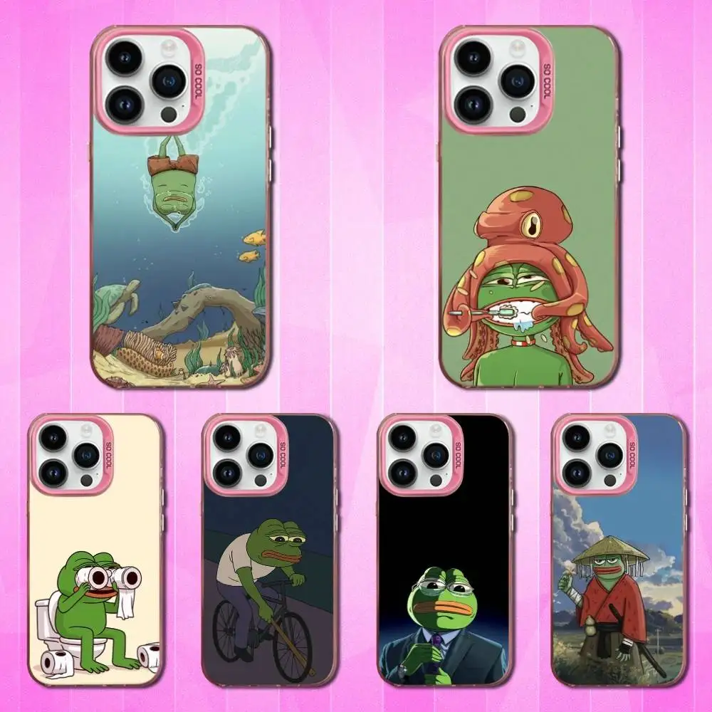 

The Funny P-Pepe Frog Phone Case For iPhone 16,15,14,13,12,11,Mini,Pro,SE,MAX Pink Matte Silicone Cover