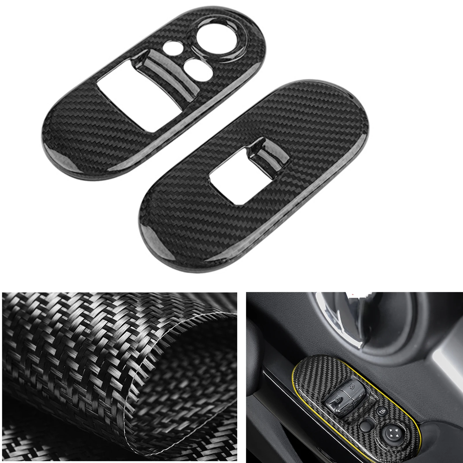 

Car Window Lift Control Switch Sticker Button Panel Cover Strip Frame Carbon Fiber For Mini Cooper F55 F56 2014-2022