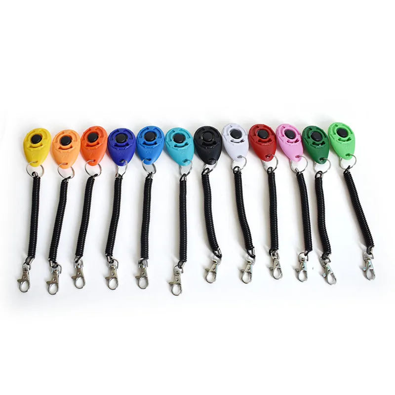 Dog Training Clicker Pet Cat Plastic Dog Click Trainer Aid Tools Adjustable Wrist Strap Sound Key Chain Dog Repeller Pet Product