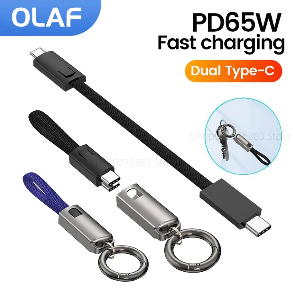 65w 10cm curto tipo c para tipo c chaveiro cabo de carregamento rápido usb c cabo de dados para iphone 15 xiaomi samsung 30w usb c ios cabo
