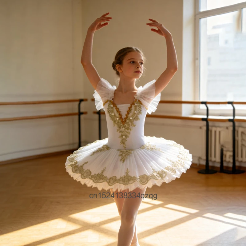 

Новое балетное платье для танцев, детский костюм «Маленький лебедь» для выступлений, юбка-пачка для девочек, одежда для балетных выступлений на сцене