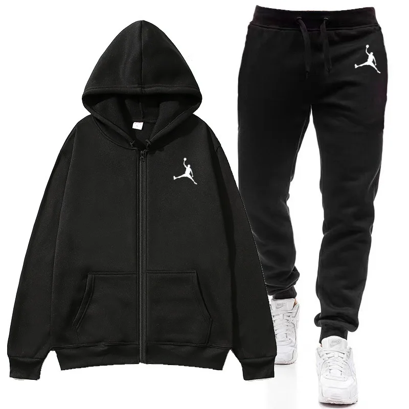 Fashion baru Tracksuit 2024 pria Zip Hoodie + Celana Set pakaian pria pakaian Gym lari Jogger pria setelan olahraga musim dingin