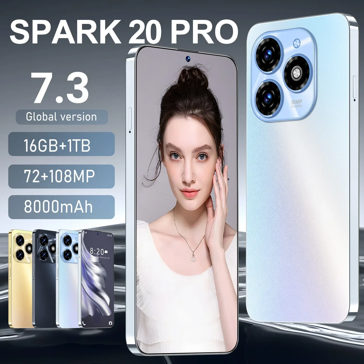 Hot Selling Smartphone Spark20 Pro Android Large Screen Dual-Sim Dual-Standby Smartphone Global Version Mobile Phone Cheap