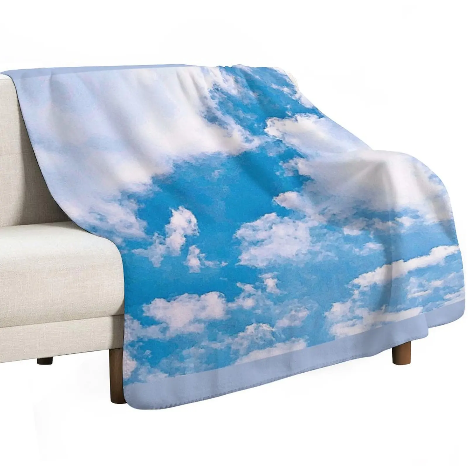 Blue Sky and Pretty Clouds Throw Blanket for sofa Heavy Retros Soft Big Warm Luxury St Blankets