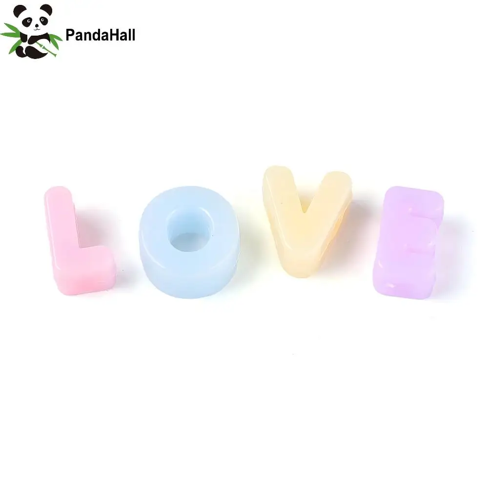 PandaHall About 174pcs/500g Imitation Jelly Acrylic Alphabet Beads, Mixed Color for DIY Name Bracelet Necklace Jewelry Making