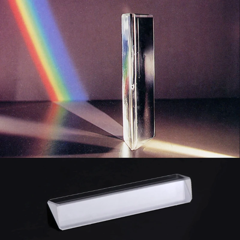 Optical Glass Crystal Triangular Prism Rainbow Maker for Light Refraction Spectrum Learning, Unique Photography Science