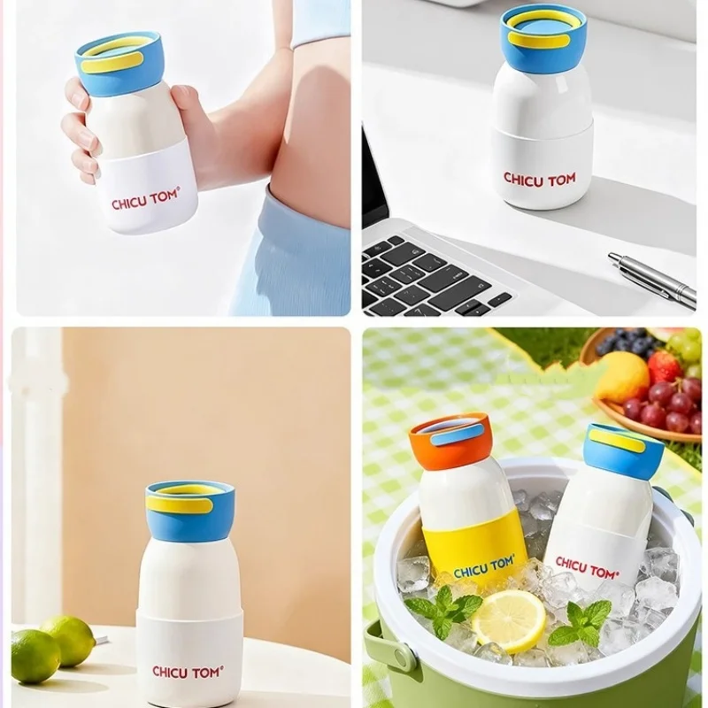 Mini 280ML Ceramic Liner Insulated Water Bottle Portable Vacuum Flask Thermal Cup with Rope for Outdoor