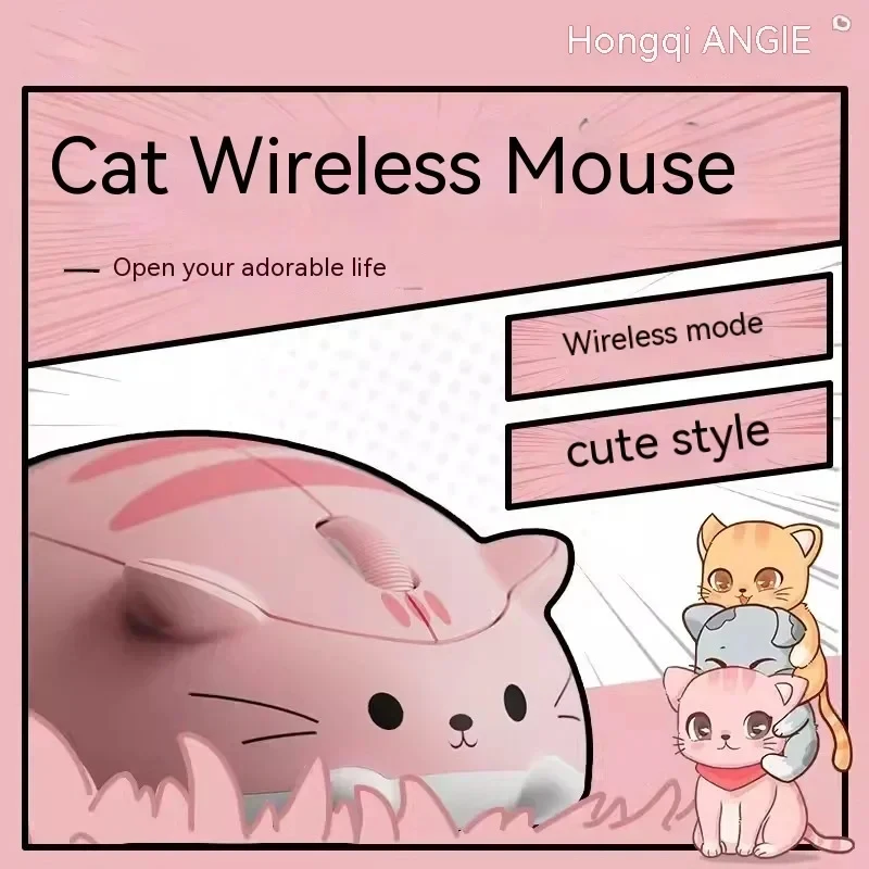 

Cat Wireless Bluetooth Mouse Rechargeable 2.4G + Bluetooth Silent Mouse Optical Mouse Cute Cat Girl for Laptop Tablet