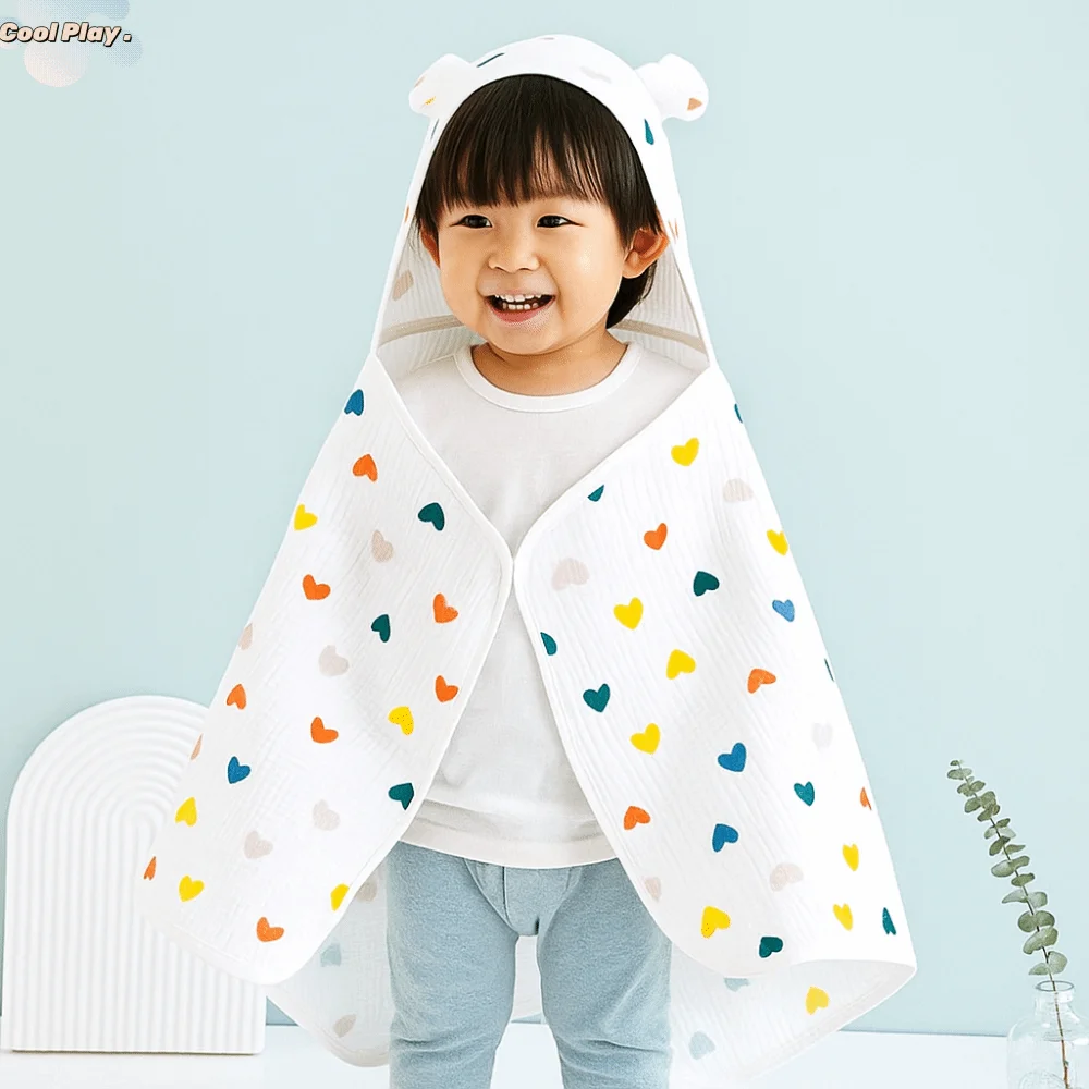 الدافئة الكرتون المطبوعة الطفل الشاش منشفة استحمام لينة مريحة رداء حمام بقلنسوة ماصة أربعة طبقة الكرتون عباءة منشفة ملابس خاصة