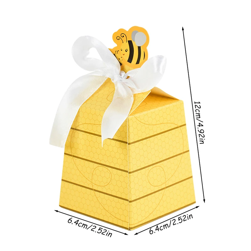 10/20szt Little Bee Candy Gift Box ze wstążką Baby Shower Wedding Gift Decoration Favors Kids Boy Girl Birthday Party Supplies