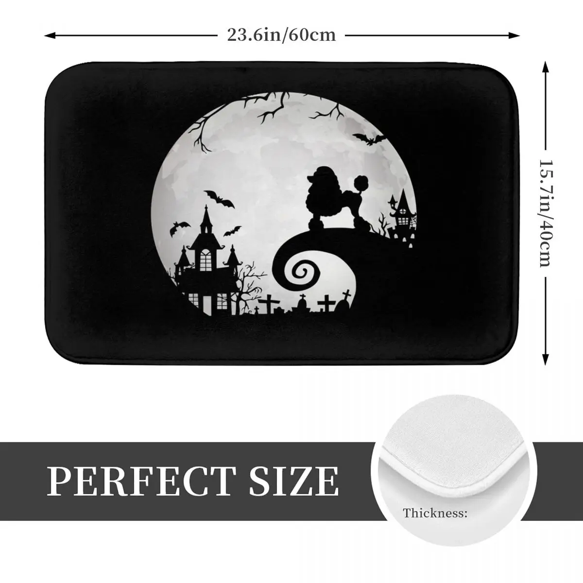 Poodle Dog And Moon Halloween Doormat Anti-skid Bathroom Floor Mats Home Entrance Rug Kitchen Living Room Carpet Hallway Footpad