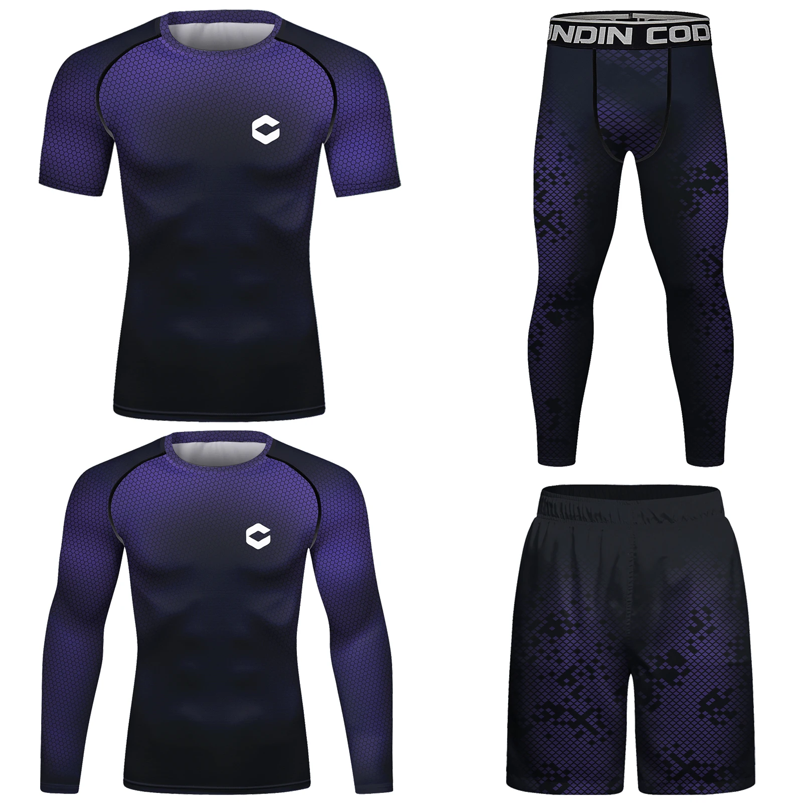 Rashguard Sportsuits men\'s Kimono Jiu Jitsu Mma T-shirt+Pants Sets Muay thai Shorts Bjj Rashguard Purple Men Gym Boxing Jerseys