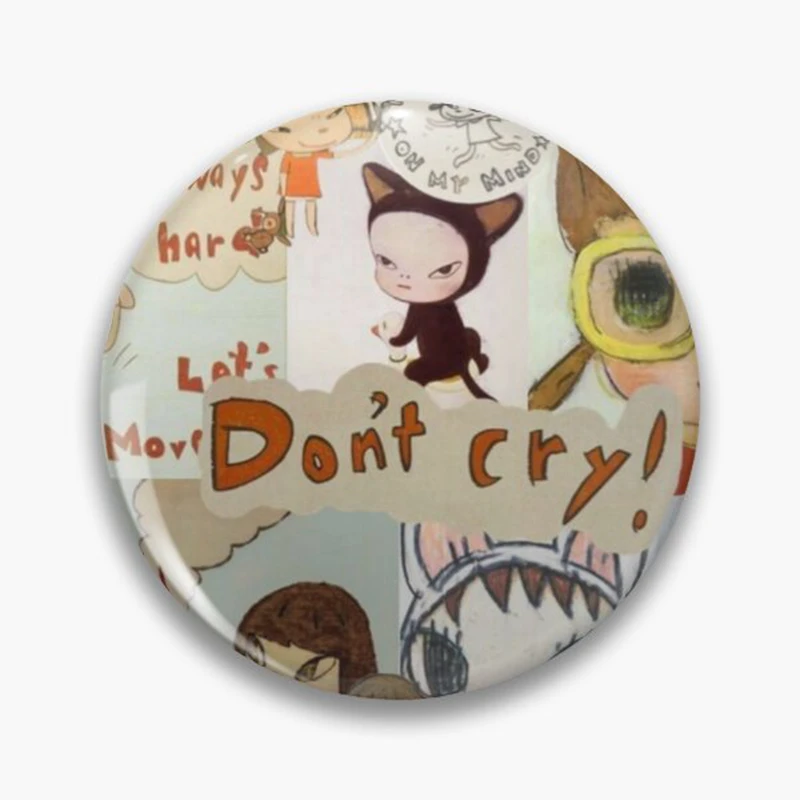 YOSHITOMO NARA Don\'t Cry Pins Cartoon Smoking We Are Punk Badges Funny Art Brooches Creative Gift For Lover Friends 58mm