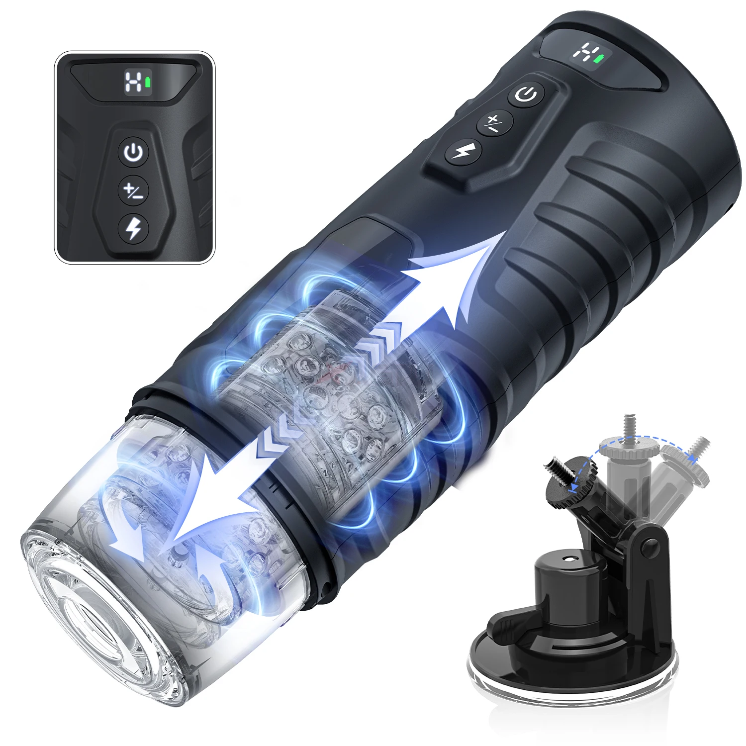 Male Masturbator Sex Toys for Men Male Sex Toy with 7 Thrusting 7 Rotating Pocket Pussy Hands Free Sex Machine LCD Display 18+