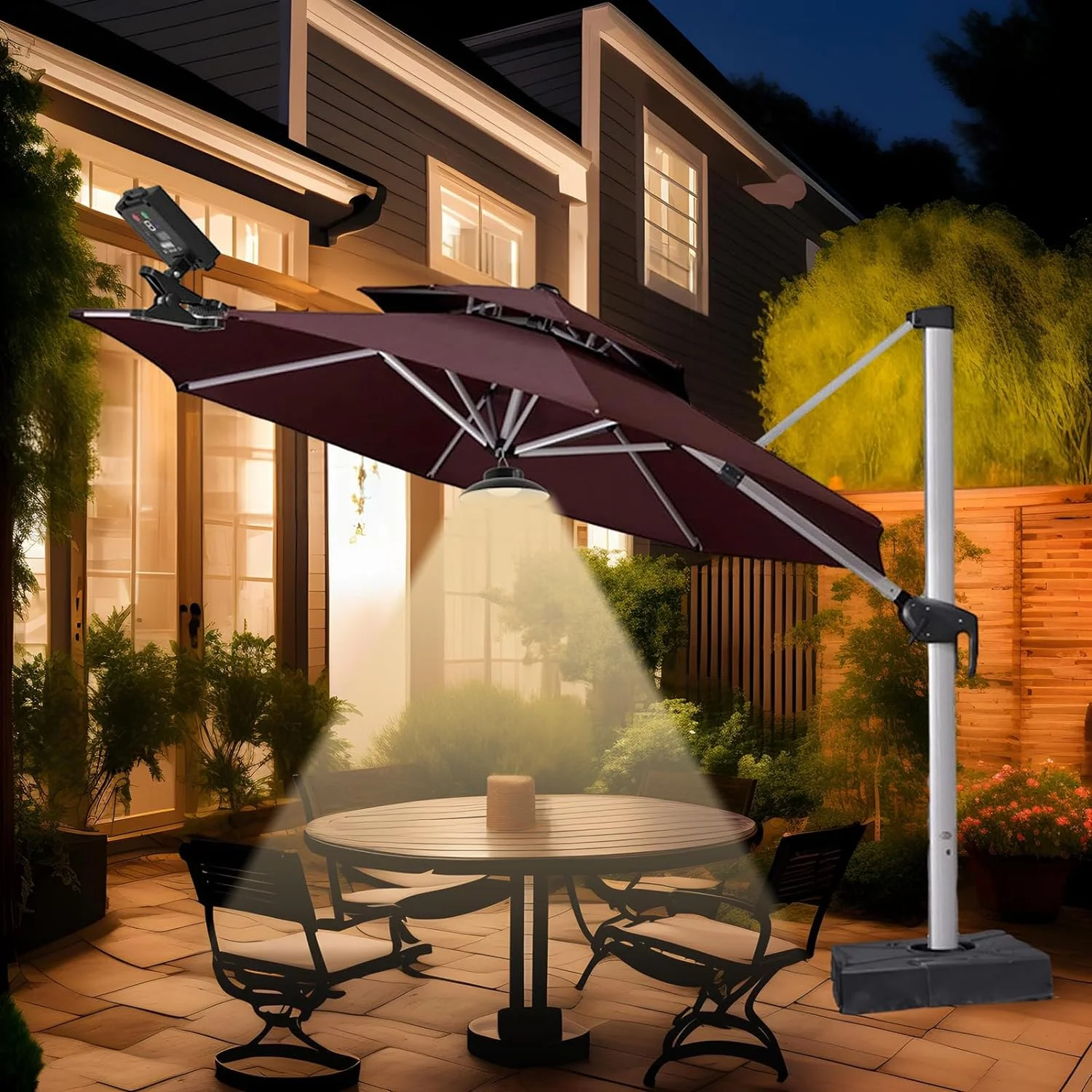 USB Rechargeable Solar LED Light Patio Camping Terrace Parasol Clip Light Solar Outdoor Courtyard Garden Umbrella LED Portable