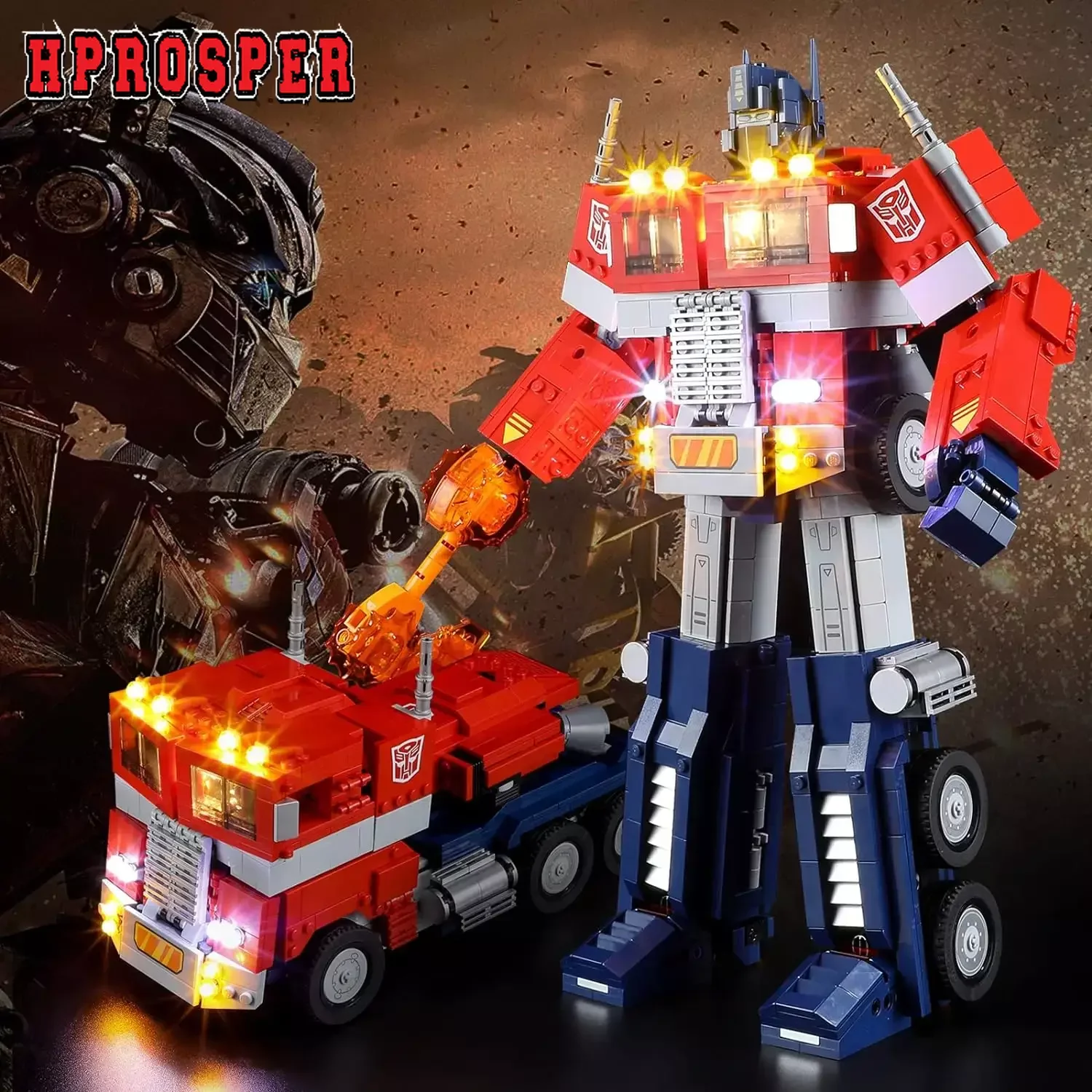 Hprosper 5V LED Light For 10302 Optimus Prime Autobot Decorative Lamp With Battery Box (Not Include Lego Building Blocks)