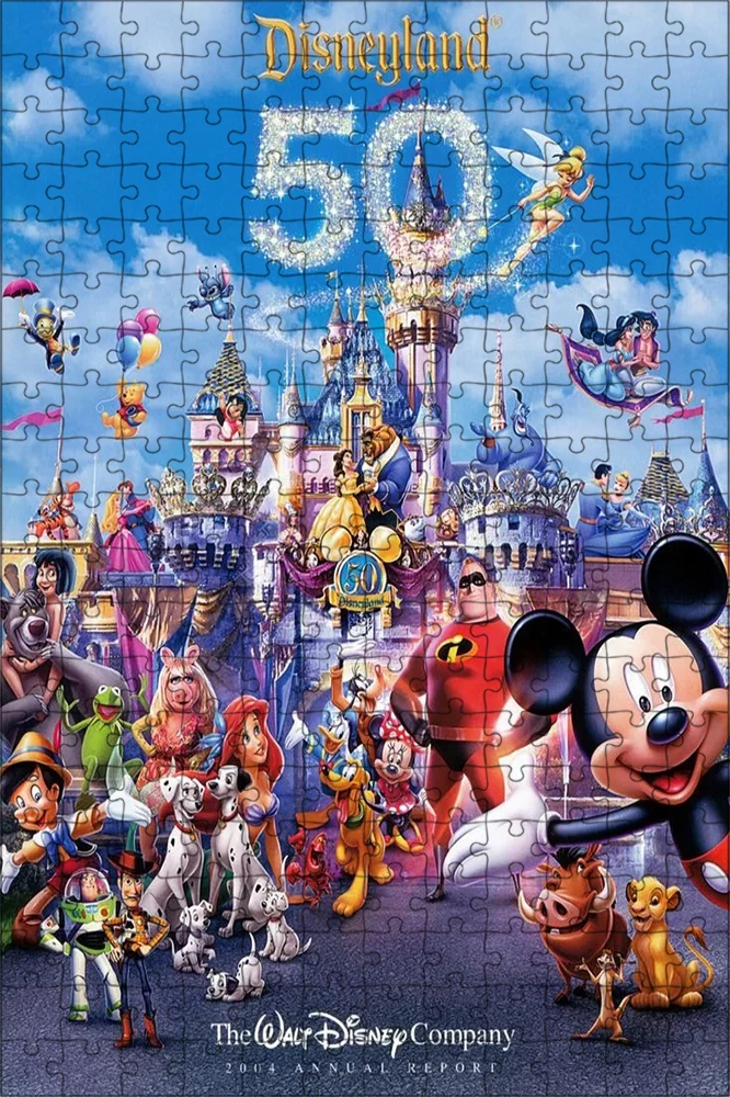 Disney ครบรอบจิ๊กซอว์ปริศนา Disneyland Mickey Mouse 300/500/1000 ชิ้นปริศนาเด็กยากเกมของเล่นทําด้วยมือ