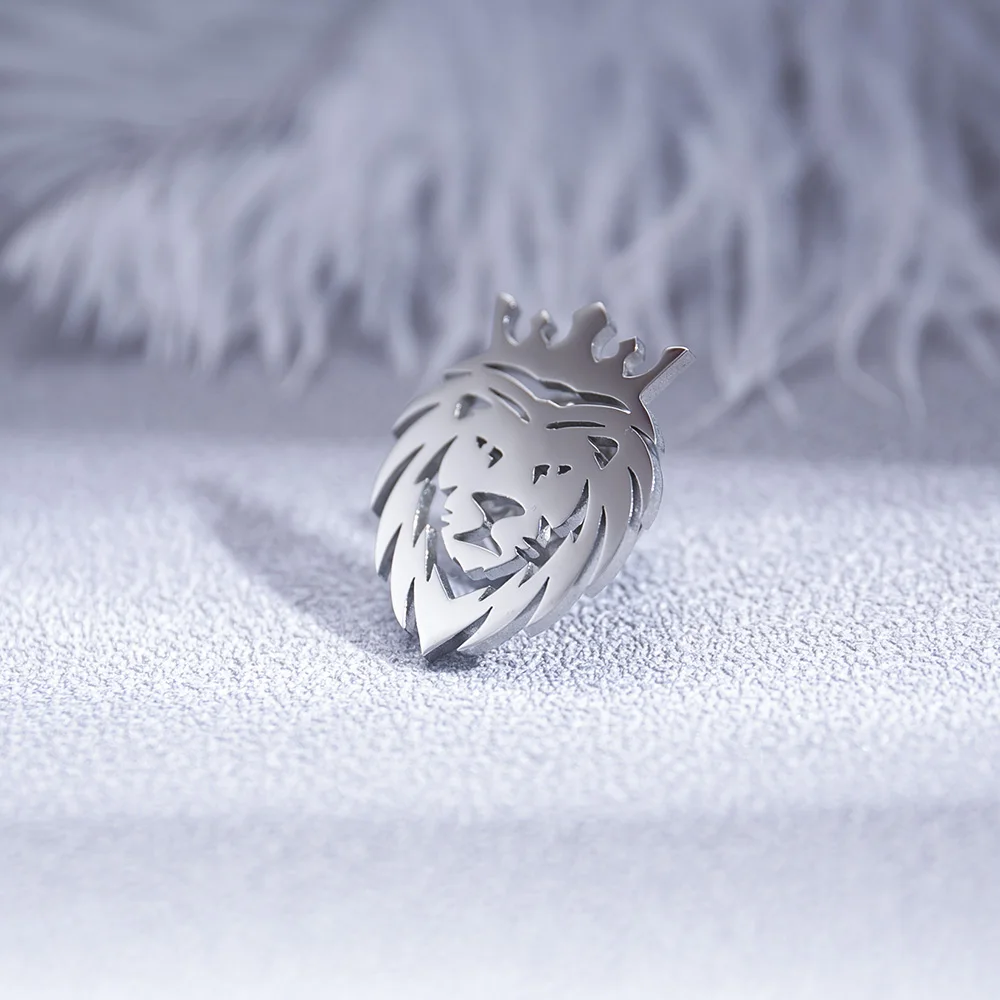 Punk Crown Lion spille in acciaio inossidabile Mens Animal Badge Pins accessori per feste Fashion Groom gioielli da sposa Best Man Gifts