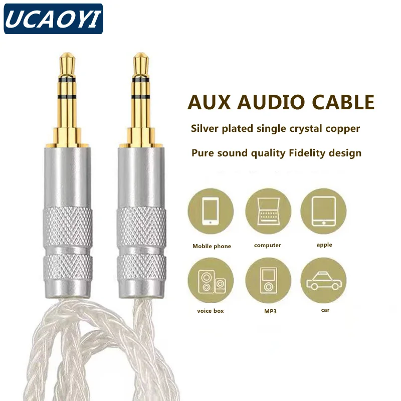 

UCAOYI 6N Single Crystal Copper Audio Cable Gold Plated Connector 3.5mm For Car Speaker Computer Mp3 Mobile Phone