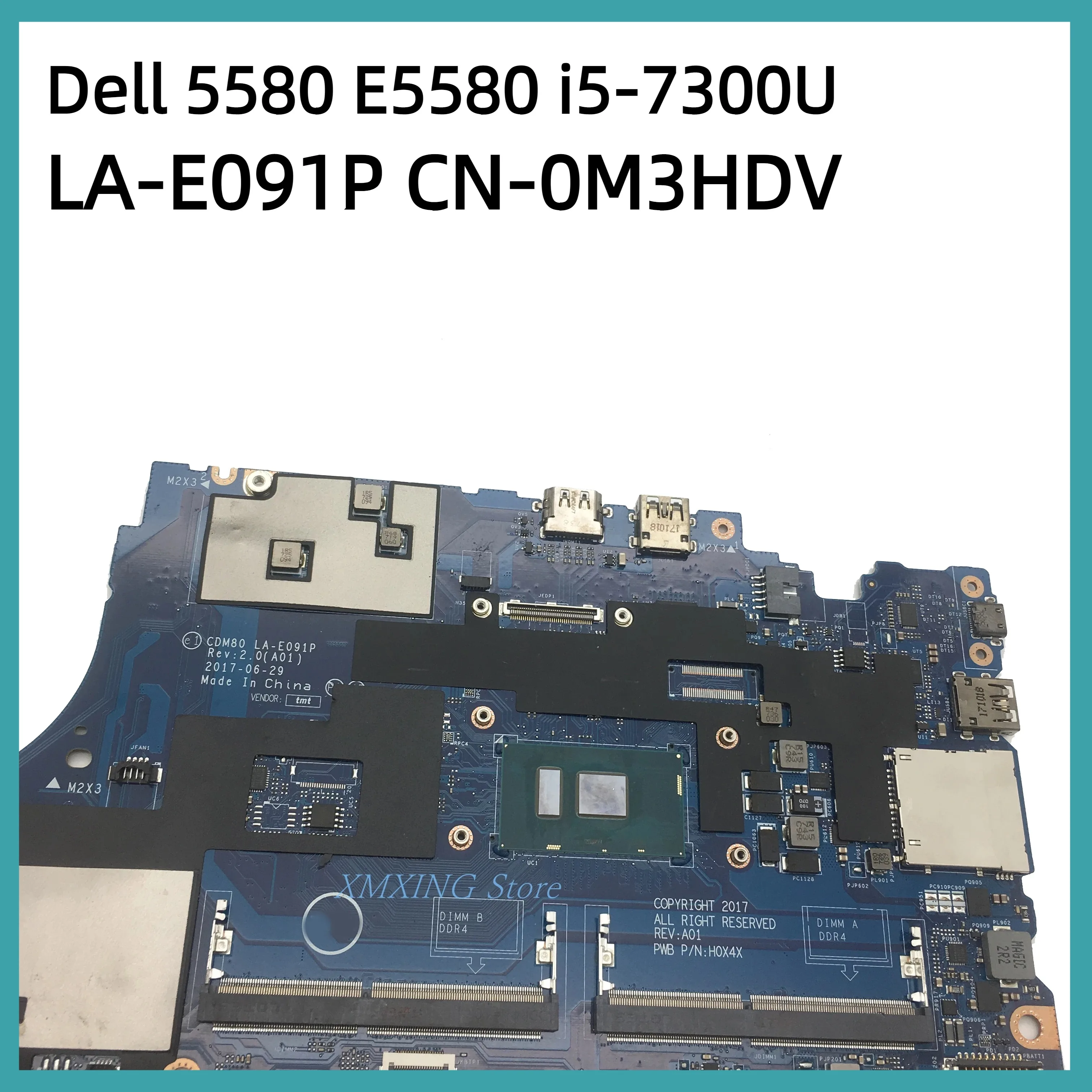 FULCOL Per DELL Latitude 5580 E5580 Scheda Madre Del Computer Portatile I5-7300U LA-E091P CN-0M3HDV 0M3HDV M3HDV Testato Al 100% di lavoro