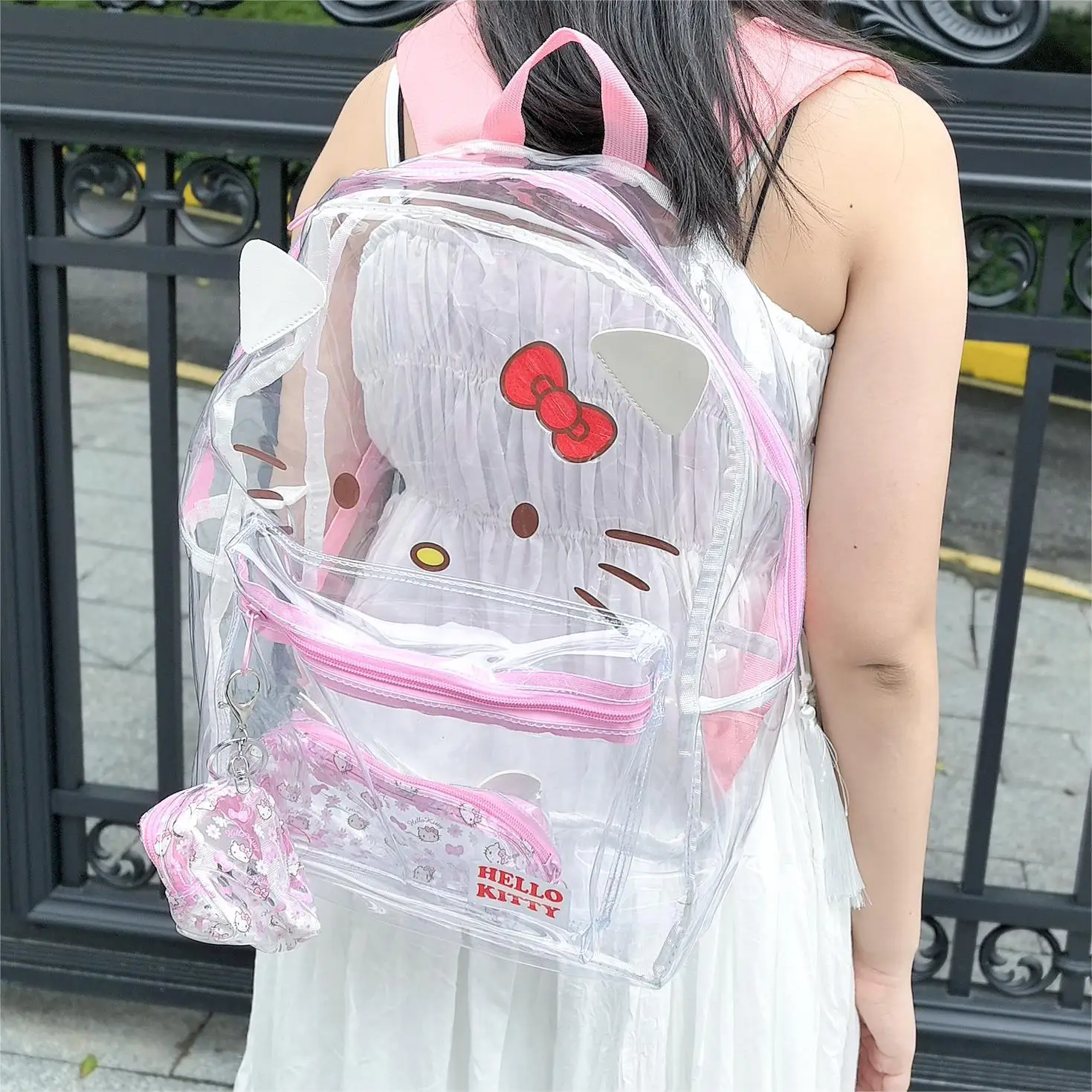 Sanrio Hello Kitty Y2K Waterproof Transparent Backpack Cute Cinnamoroll Cartoon Pvc Large Capacity Storage Bag Student Schoolbag