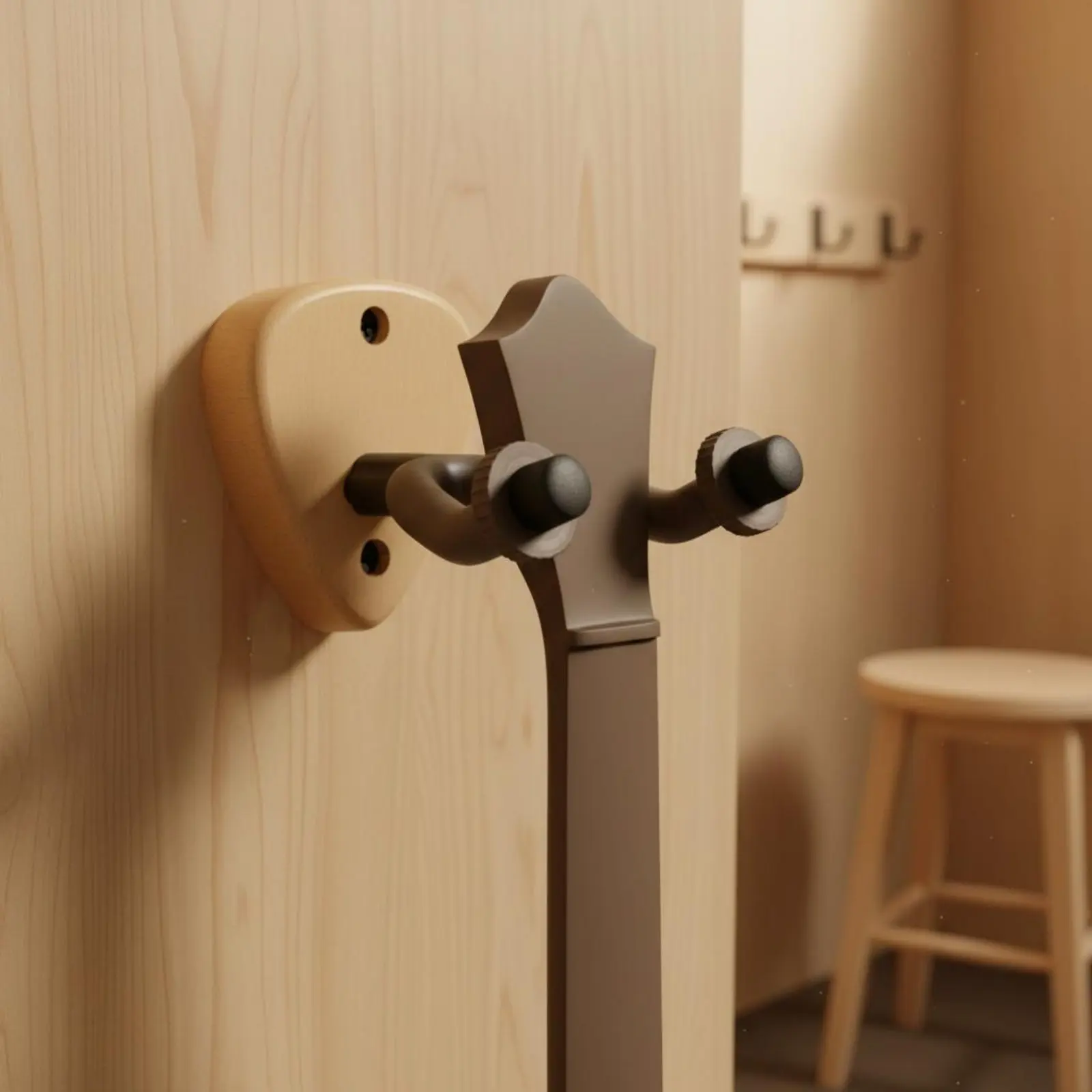 Guitar Wall Mount Universal Compatibility Wooden Guitar Hook Beech Wood Instrument Hanger Safeguarding Padding U-Shaped Design
