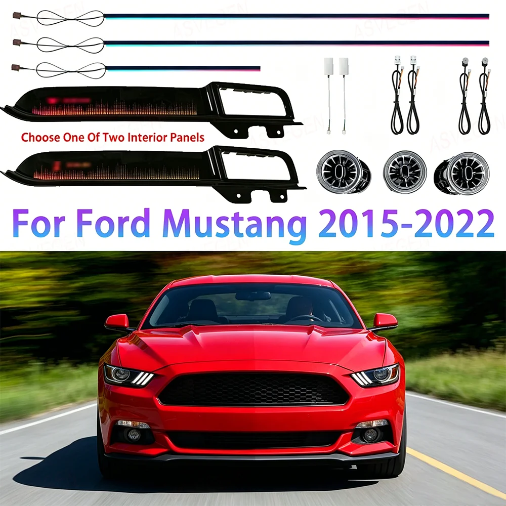 Dynamic RGB Ambient Light For Ford Mustang 2015-2022 13 LEDs App Control Passenger Trim Interior Neon Decorative LED Kit