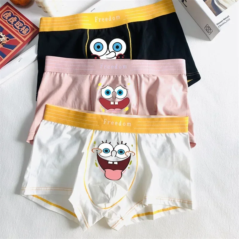 SpongeBob SquarePants Underpants Cartoon Quirky Men\'s Cotton Boxer Shorts Creative Casual Boys Breathable Sweat-absorbing Shorts