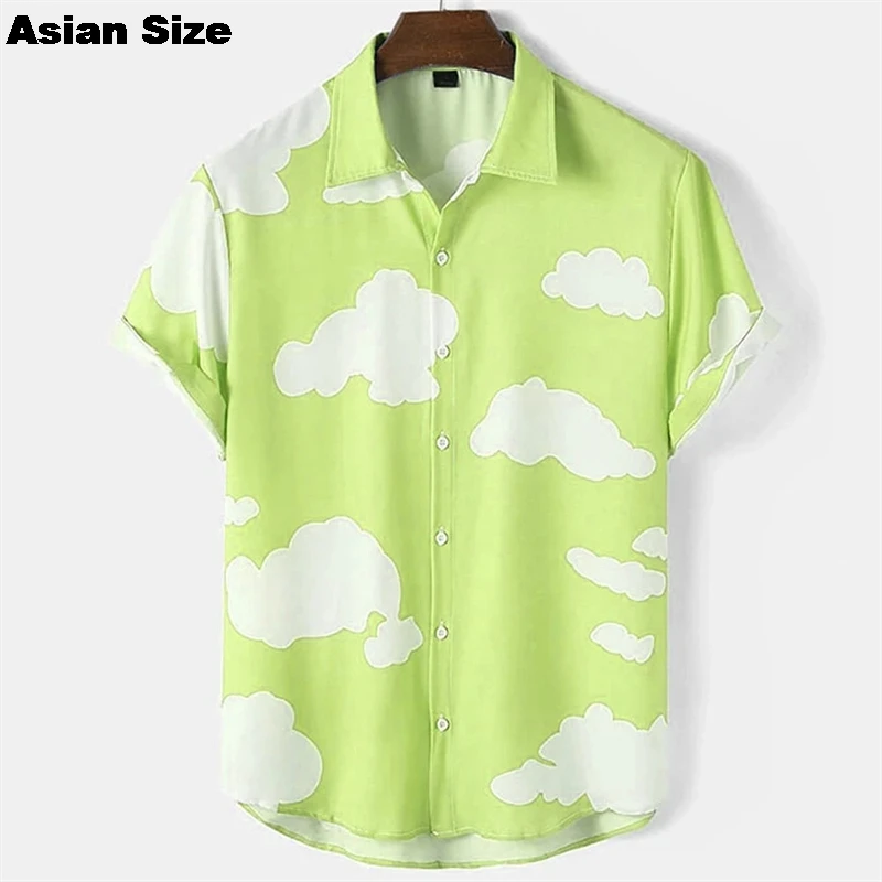 

Harajuku Рубашки с 3D принтом Sky Clouds для мужчин Одежда Красочные модные графические блузки для мальчиков Повседневная блузка с лацканами для отпуска Топы Y2k