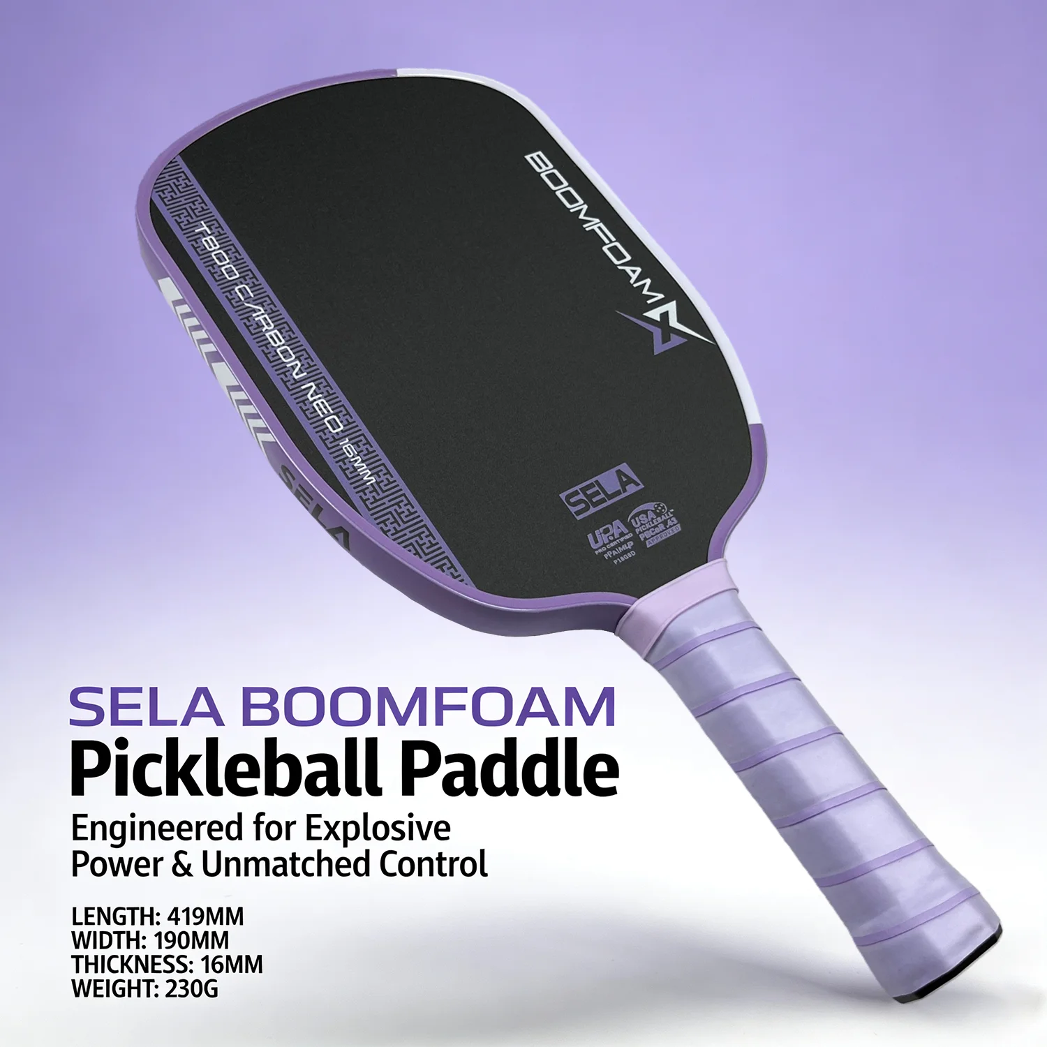 Carbon Fiber Rough Friction Surface EVA Edge GEN5 PickleballI Paddles with Most Powerful BoomFoam Core
